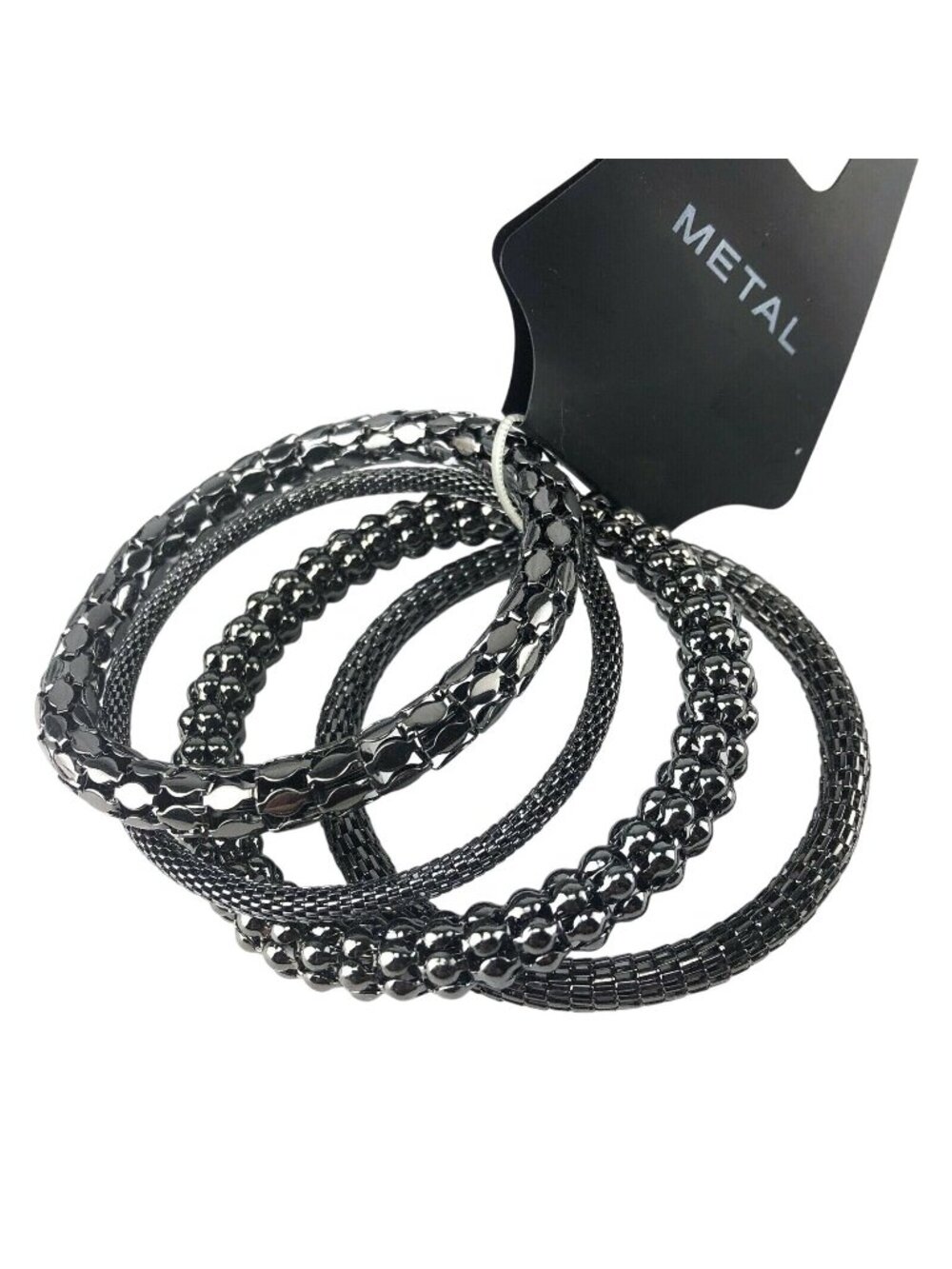 Multi Bracelet Set Black Dark Silver-Tone Metal Kohls